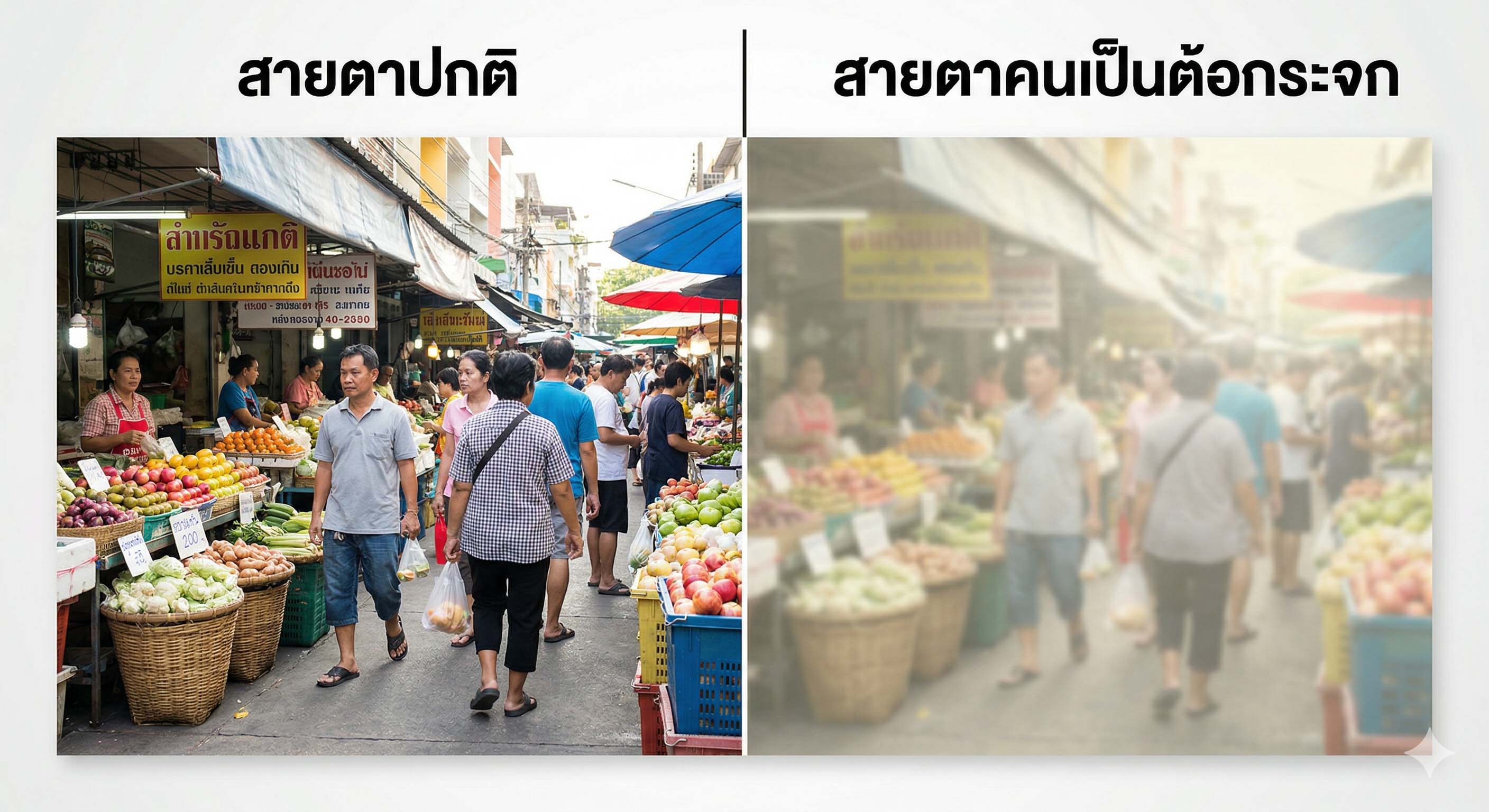 ภาพจำลองการมองเห็นของผู้ป่วยต้อกระจก